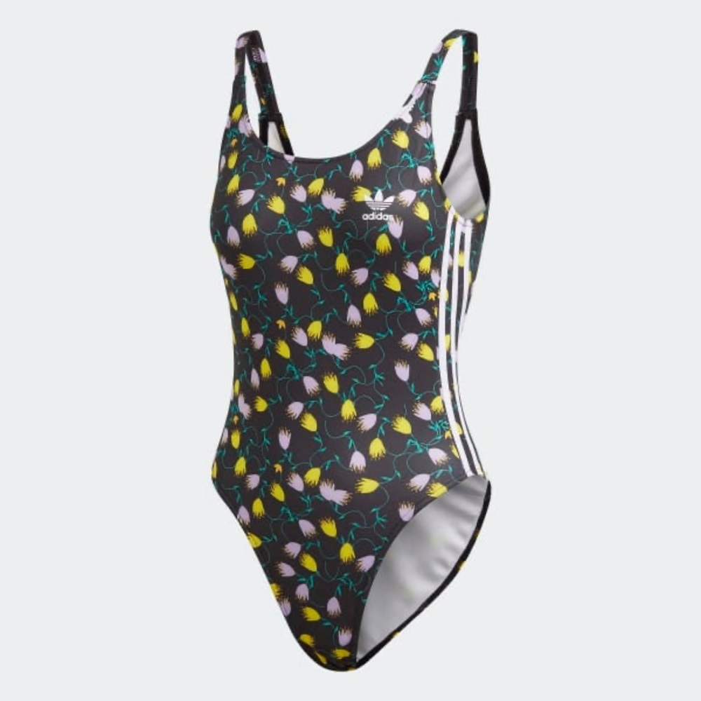 ADIDAS Allover Print Bodysuit - Floral + 3 Stripes